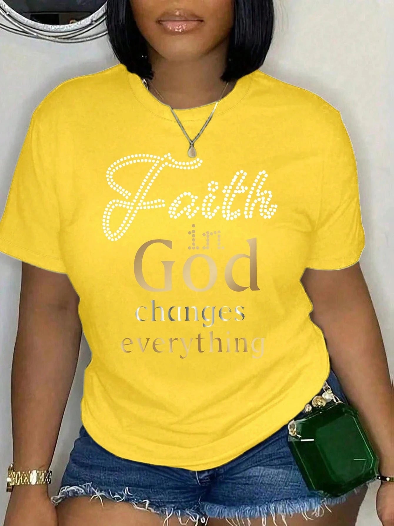 Faith in God Changes Everything Plus Size Women's Christian T-Shirt