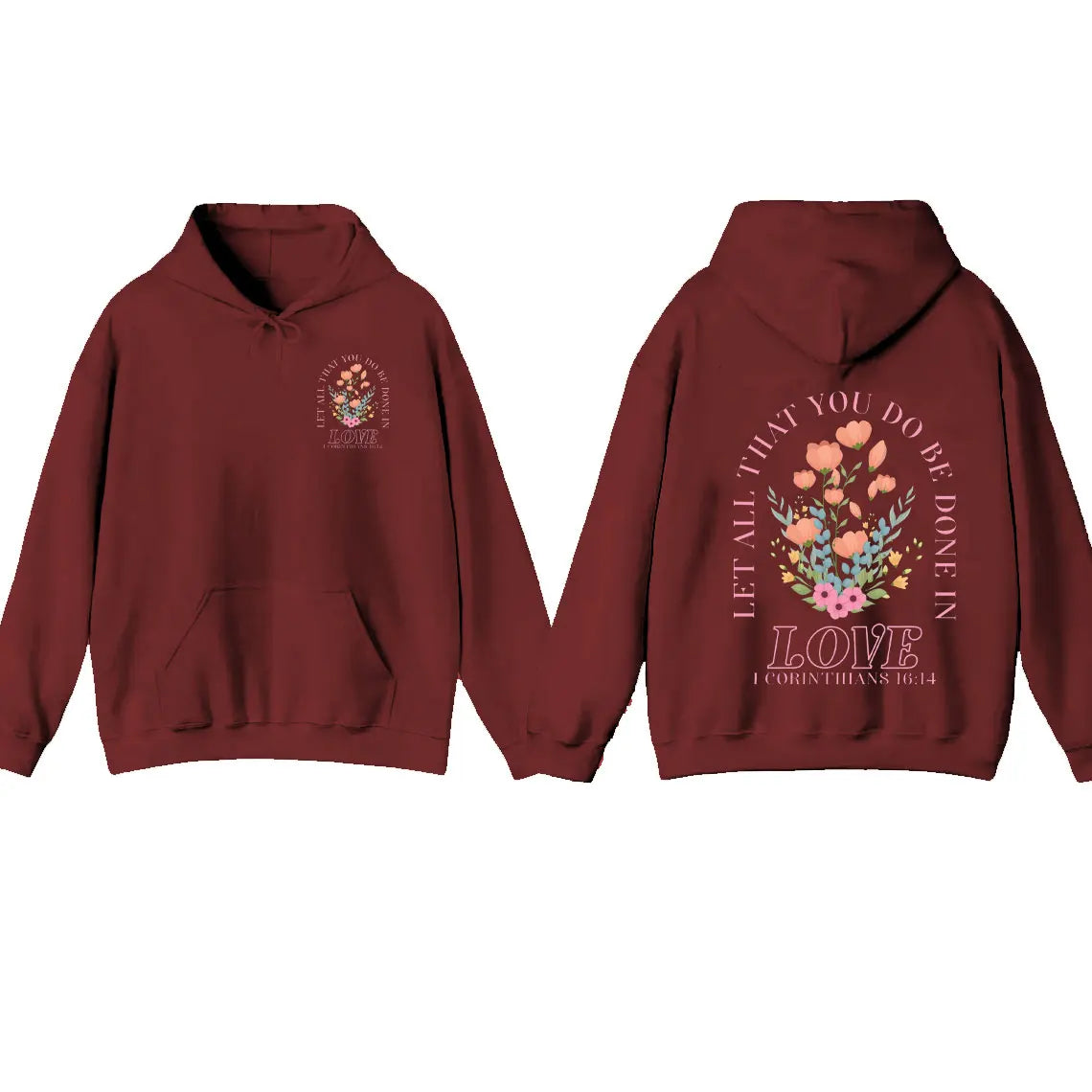 Women's Christian Hoodie with Love Bible Verse