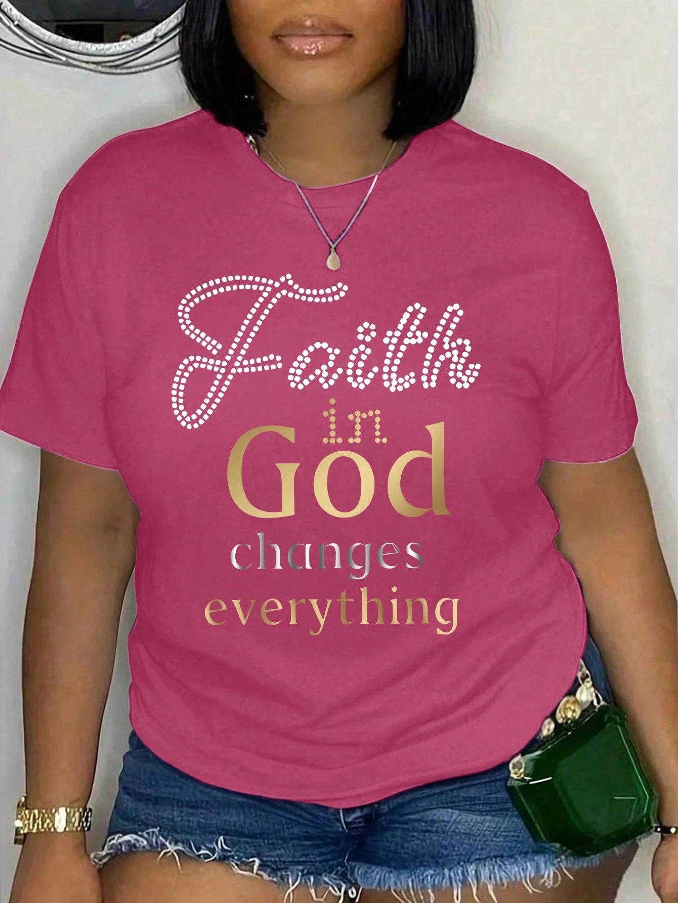 Faith in God Changes Everything Plus Size Women's Christian T-Shirt