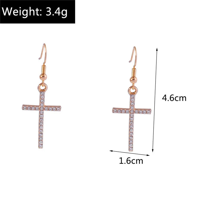 Zircon Cross Earrings for Women