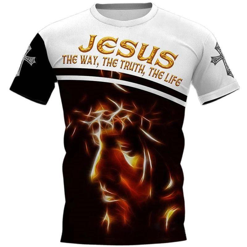 Christian Jesus Graphic T-Shirt – Unisex 3D Savior Print Casual Streetwear Tee