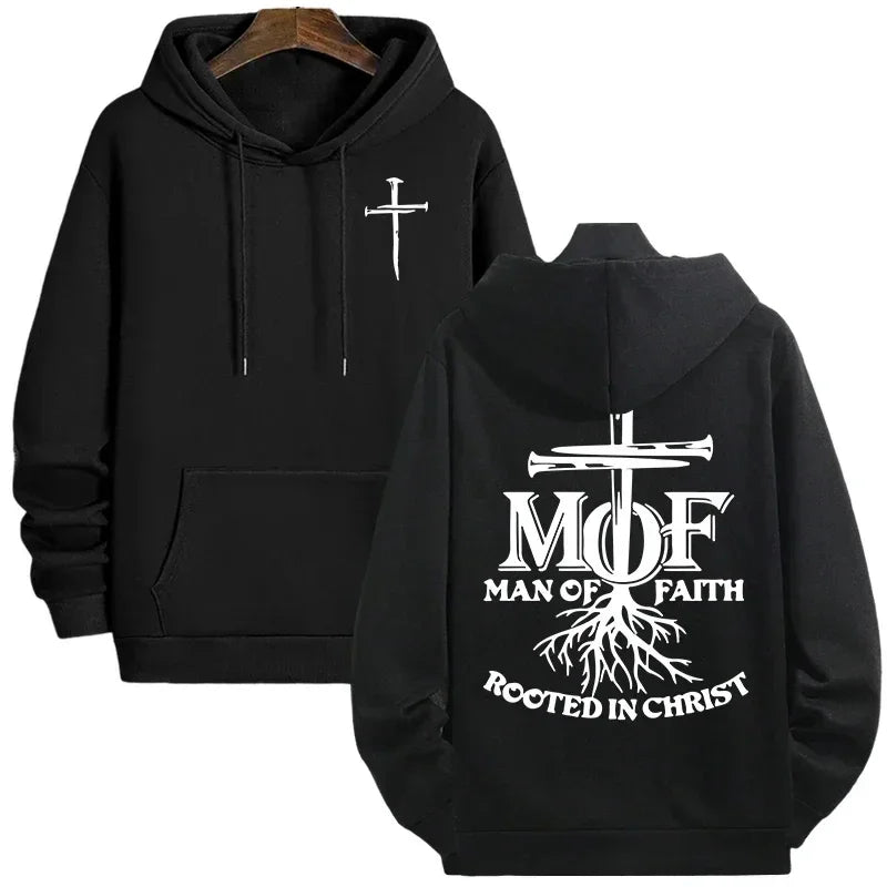 Man of Faith Christian Hoodie for Men – Inspirational Faith Sweatshirt, Warm Fleece Pullover