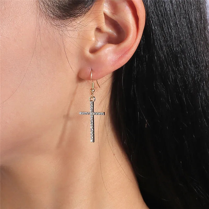 Zircon Cross Earrings for Women
