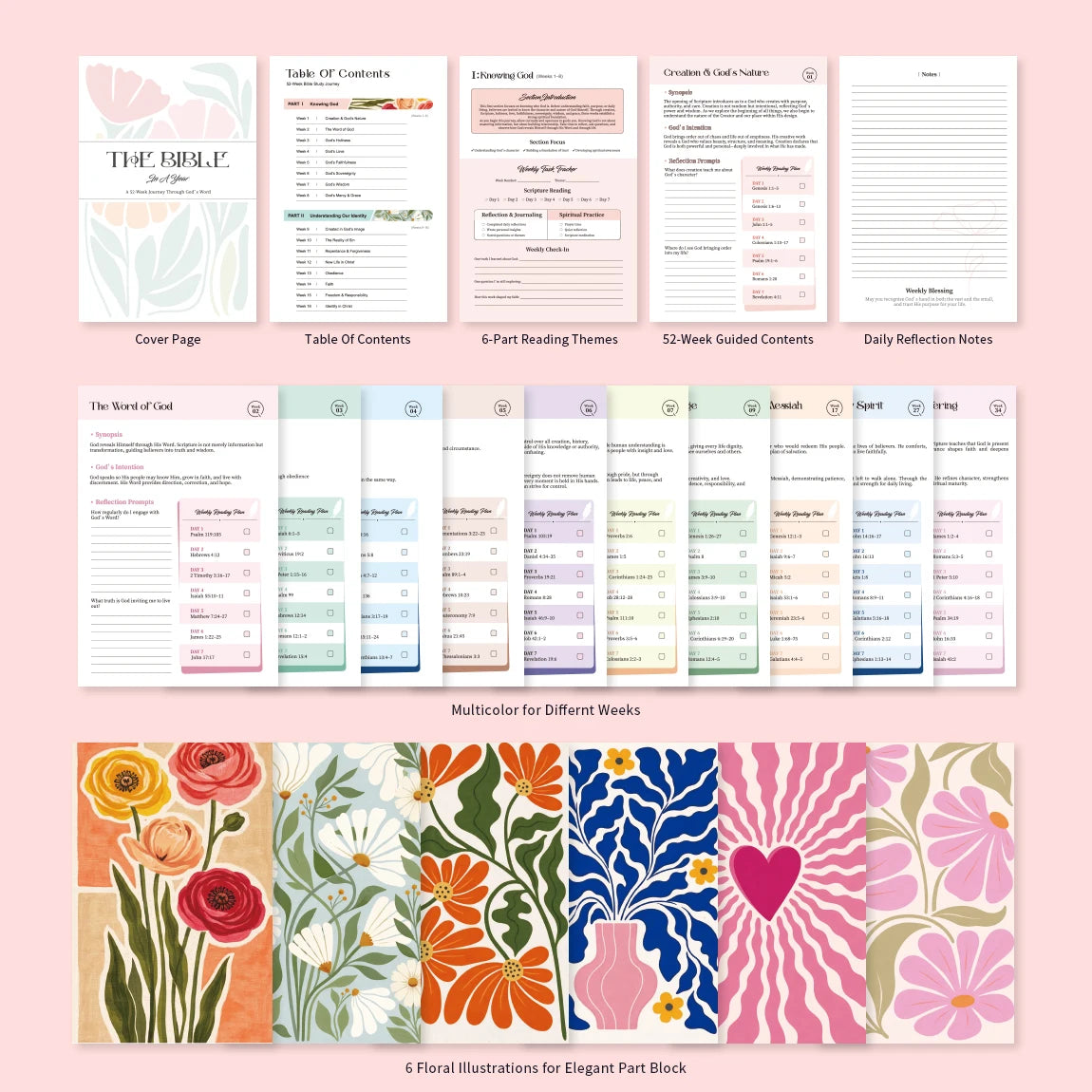52-Week Bible Study Journal for Women – Spiral-Bound Faith Planner