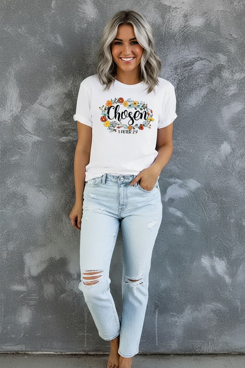 Chosen – 1 Peter 2:9 Christian T-Shirt | Women's Bible Verse Faith Graphic Tee