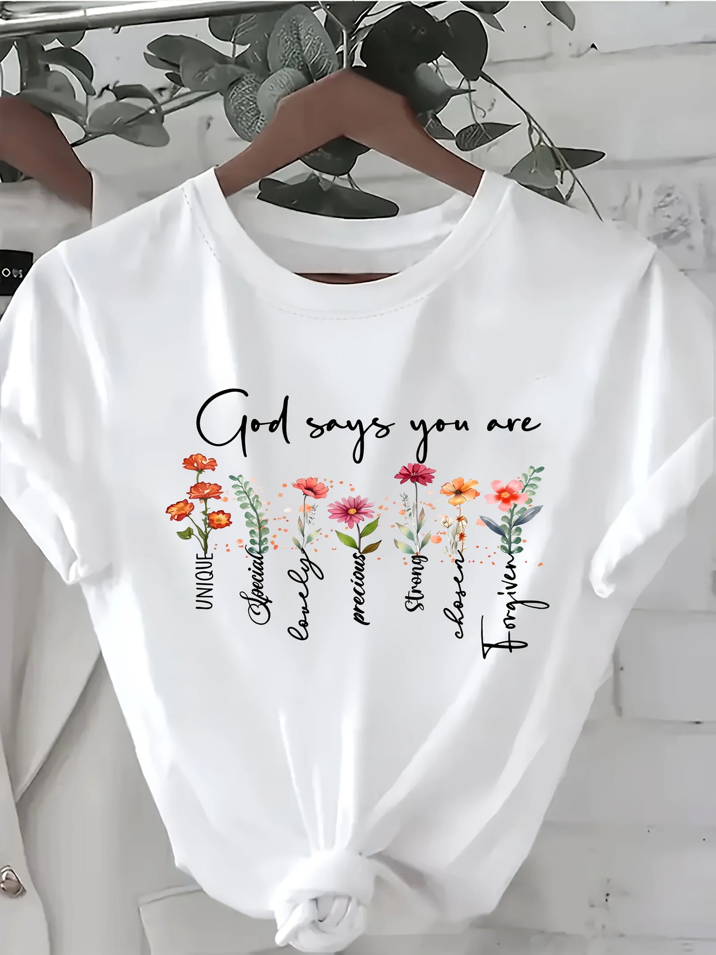 God Says You Are Floral Christian T-Shirt – Inspirational Women’s Faith Graphic Tee
