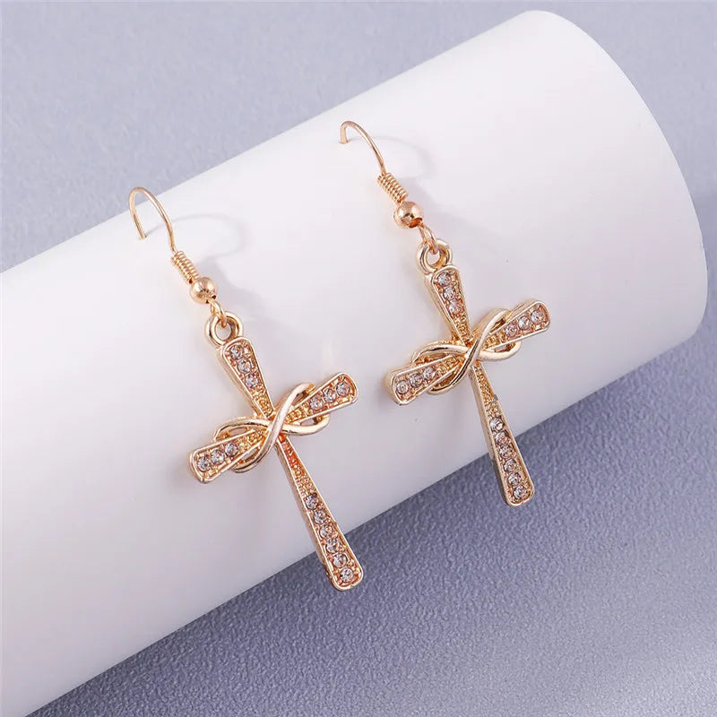 Zircon Cross Earrings for Women