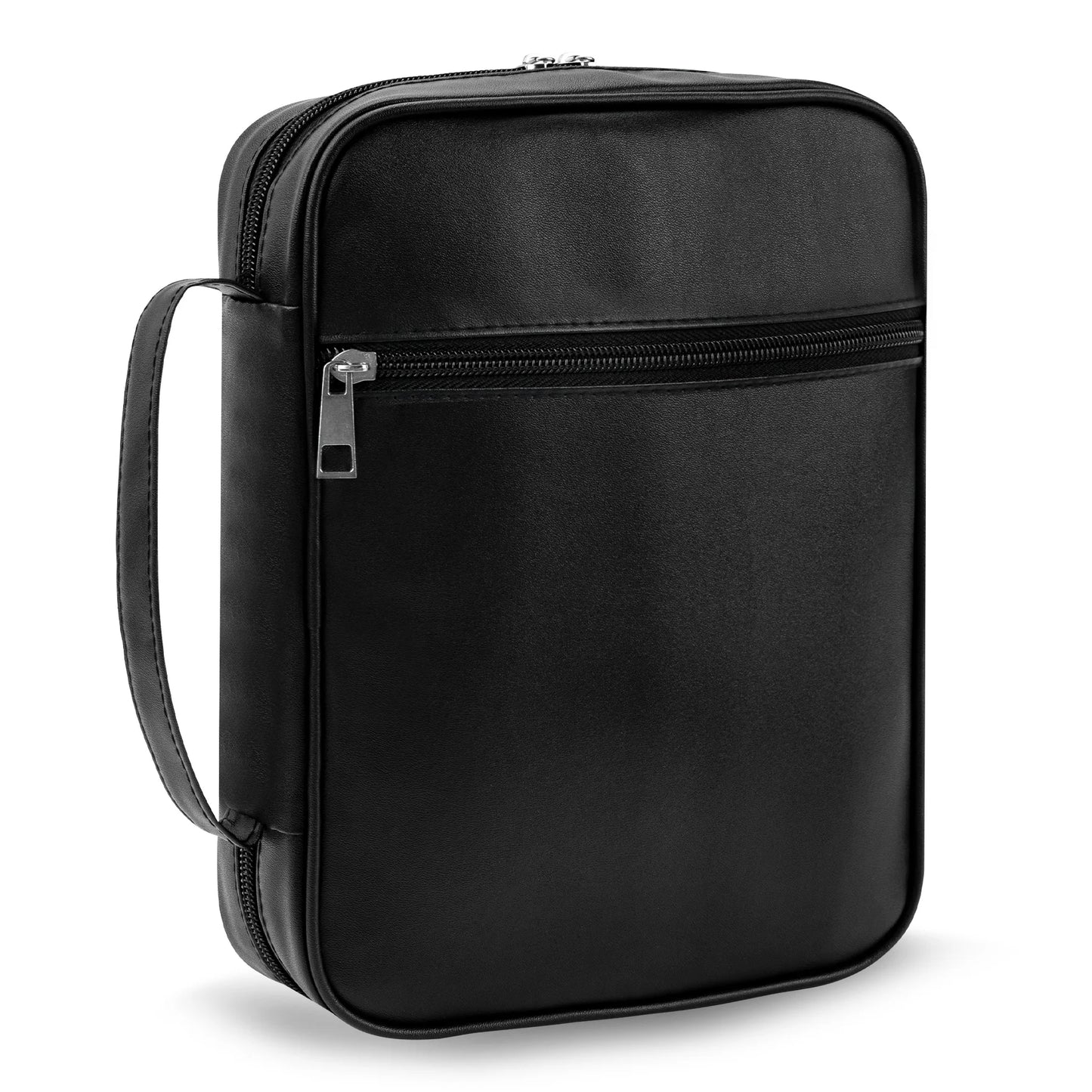 Leather Bible Cover Organizer with Handle & Zipper Pocket – Large Capacity Bible Carrying Case