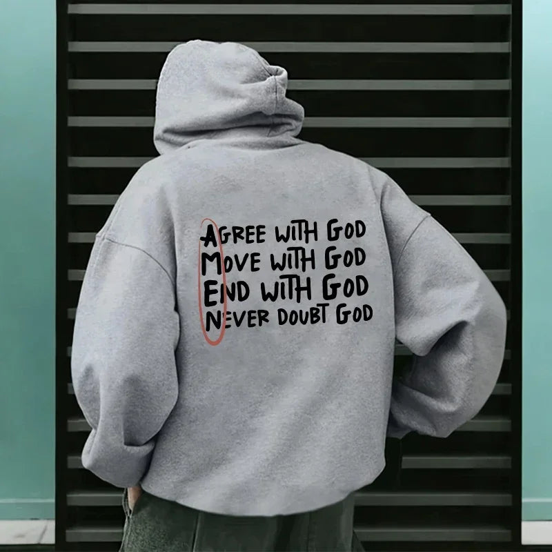 Never Doubt God Christian Hoodie – Inspirational Faith Pullover Sweatshirt for Men