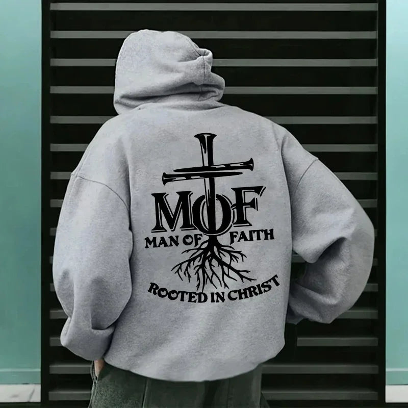 Man of Faith Christian Hoodie for Men – Inspirational Faith Sweatshirt, Warm Fleece Pullover