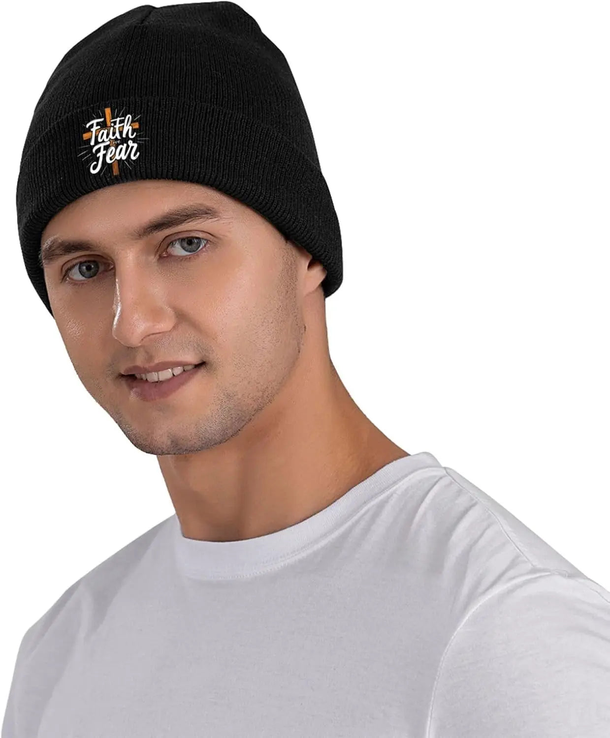 Faith Over Fear Knitted Cuffed Beanie