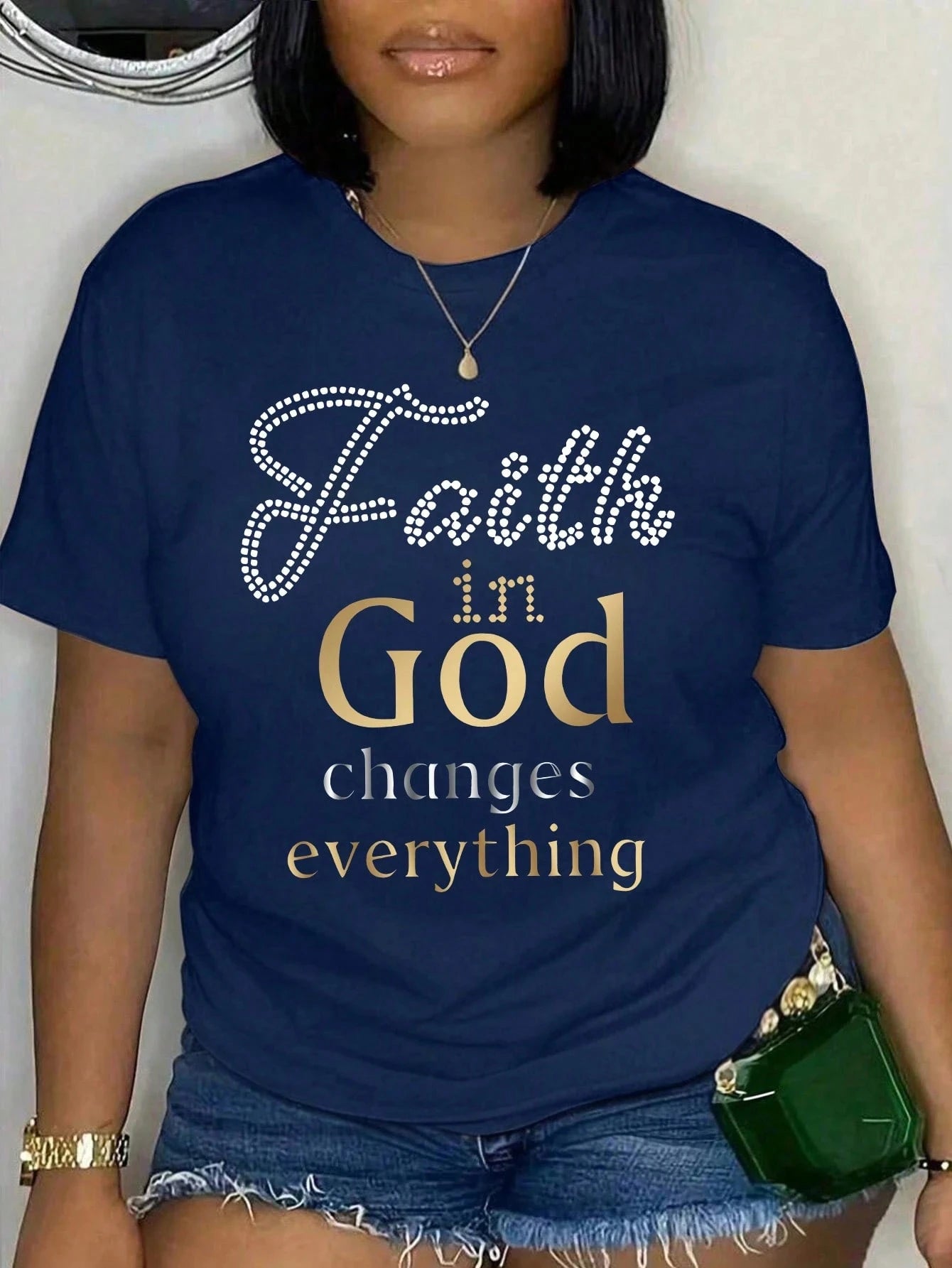 Faith in God Changes Everything Plus Size Women's Christian T-Shirt