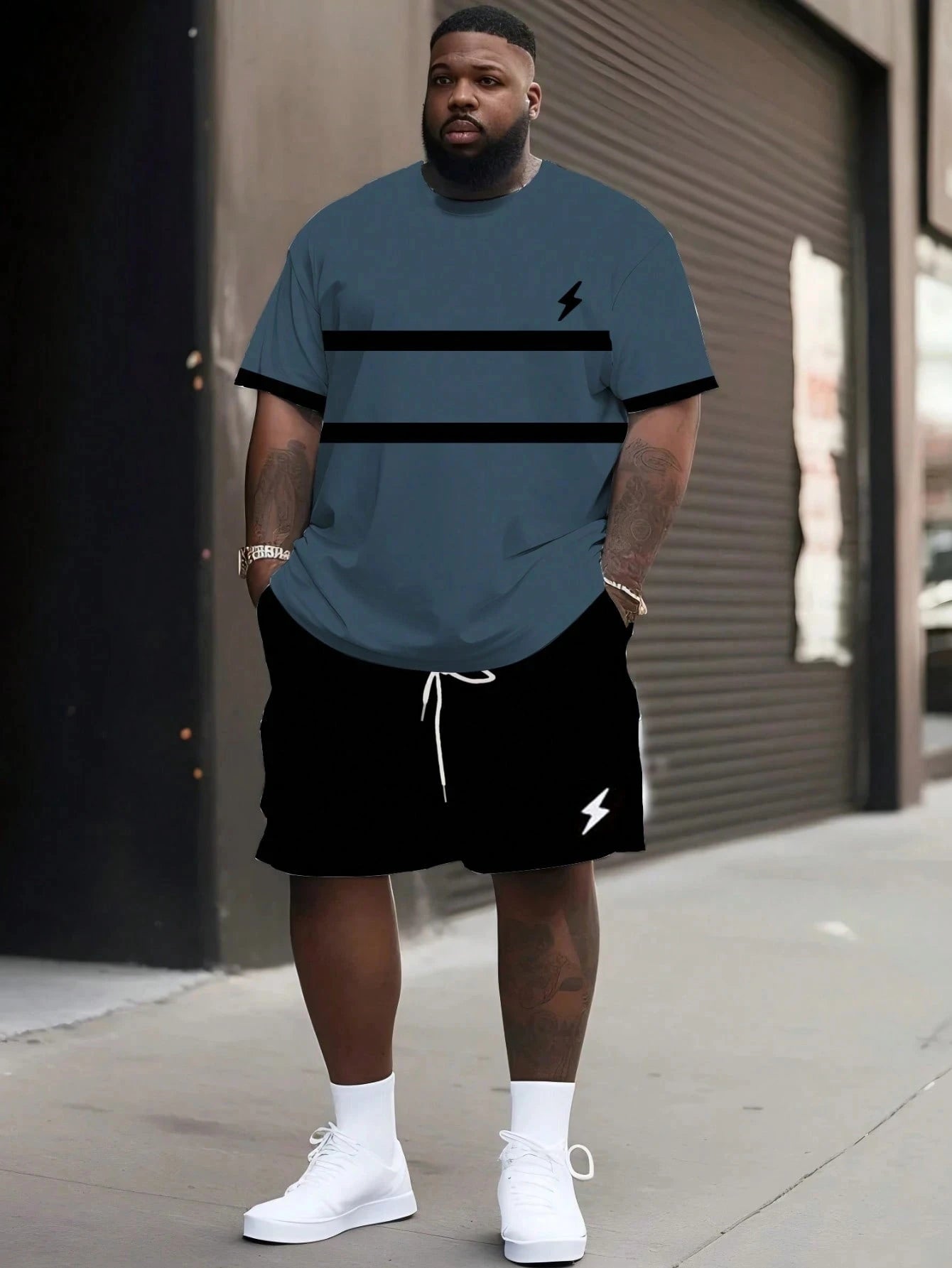 Men's Casual Graphic T-Shirt & Shorts Matching Set