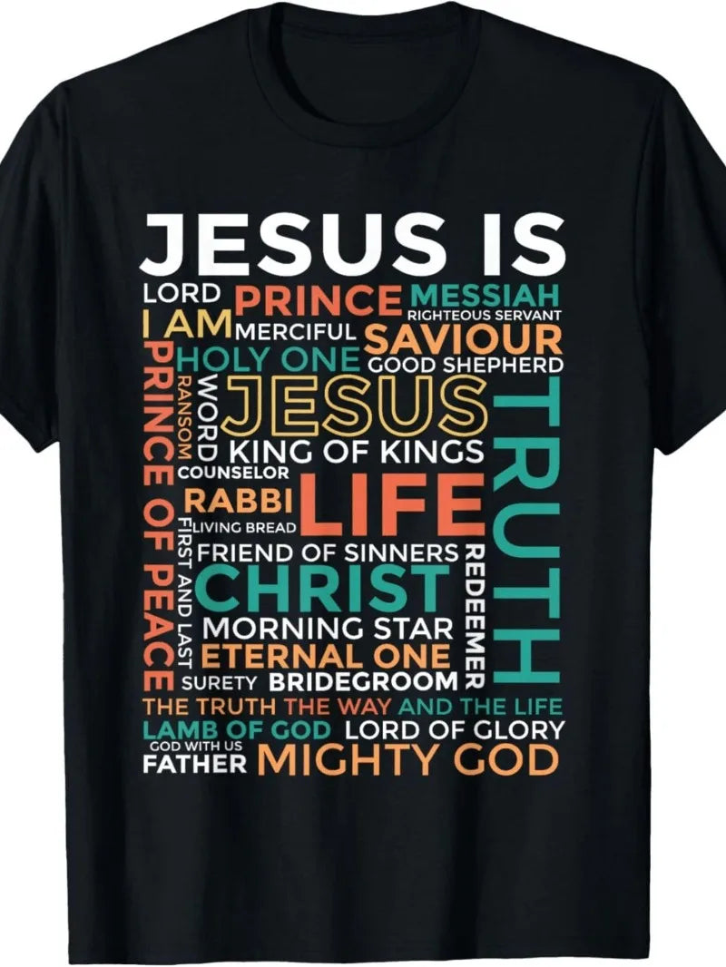 Jesus Is Truth, Life & Savior Christian T-Shirt – Inspirational Names of Jesus Graphic Te