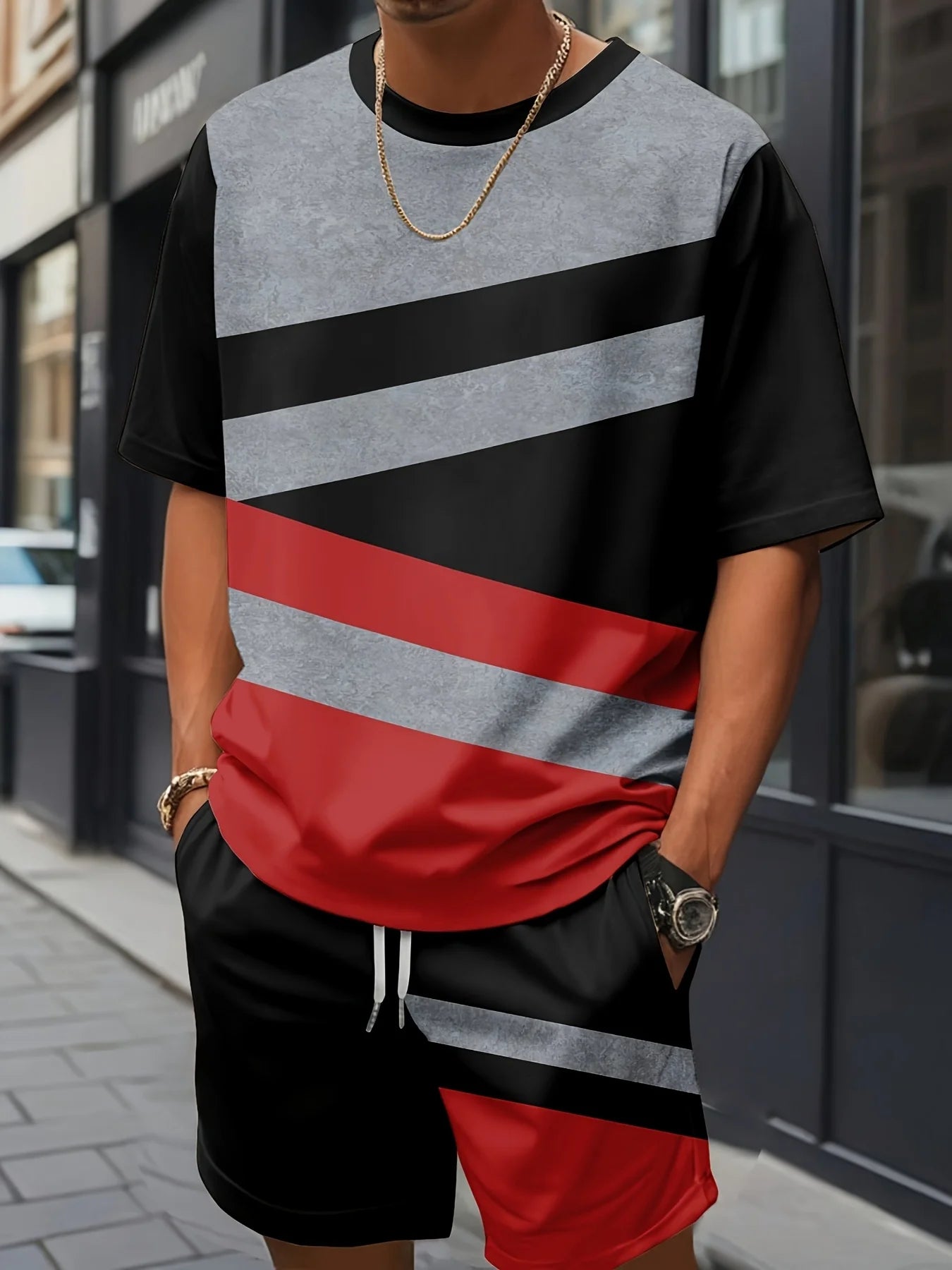 Men's Faith Cross Print T-Shirt and Shorts Set