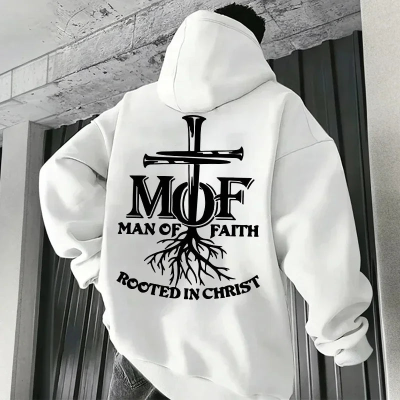 Man of Faith Christian Hoodie for Men – Inspirational Faith Sweatshirt, Warm Fleece Pullover