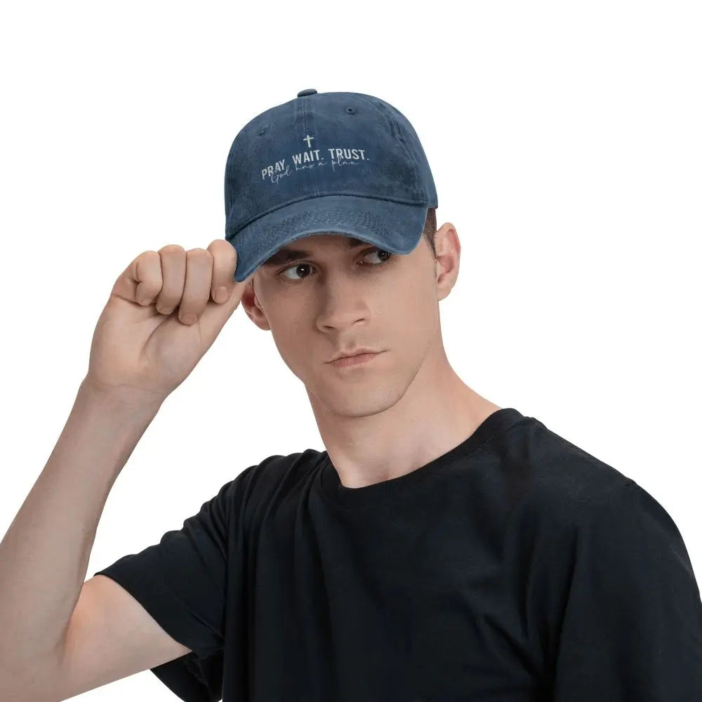 Pray Wait Trust Christian Baseball Cap | God Clot
