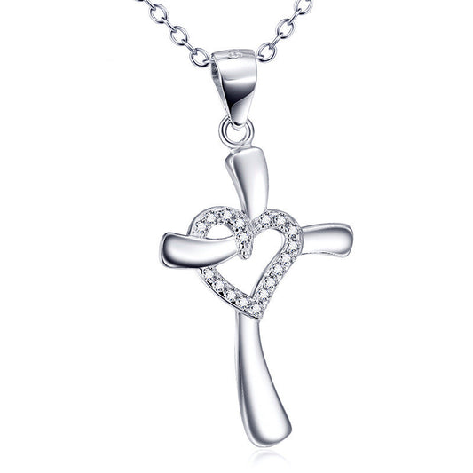 Silver Love Cross Necklace