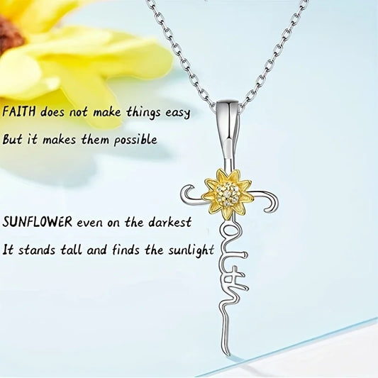 Sunflower Faith Cross Necklace