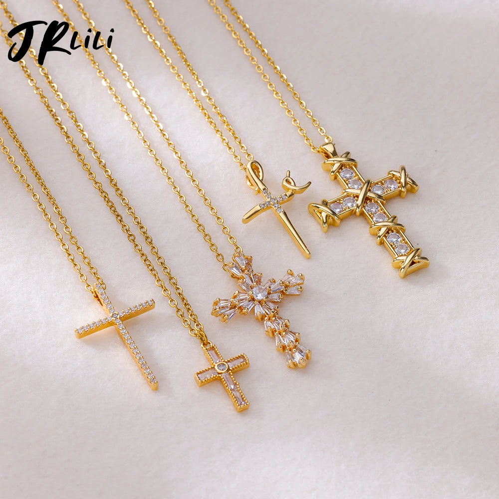 Zircon Cross Necklaces