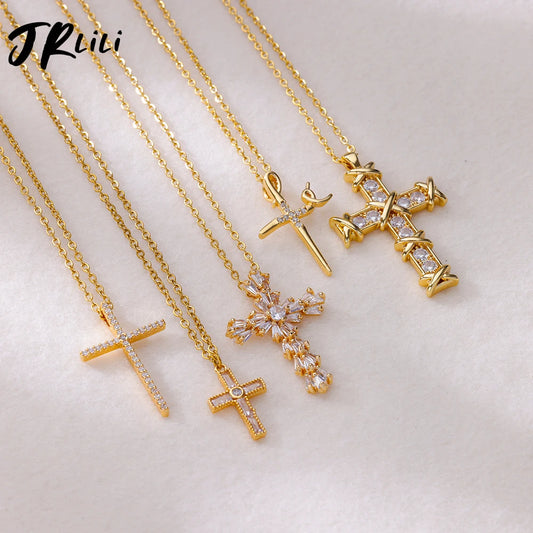 Zircon Cross Necklaces