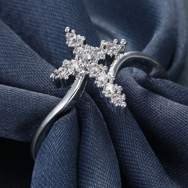 Rhinestone Cross Ring