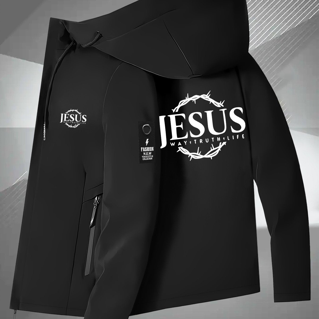 Men's Jesus Graphic Hooded Jacket