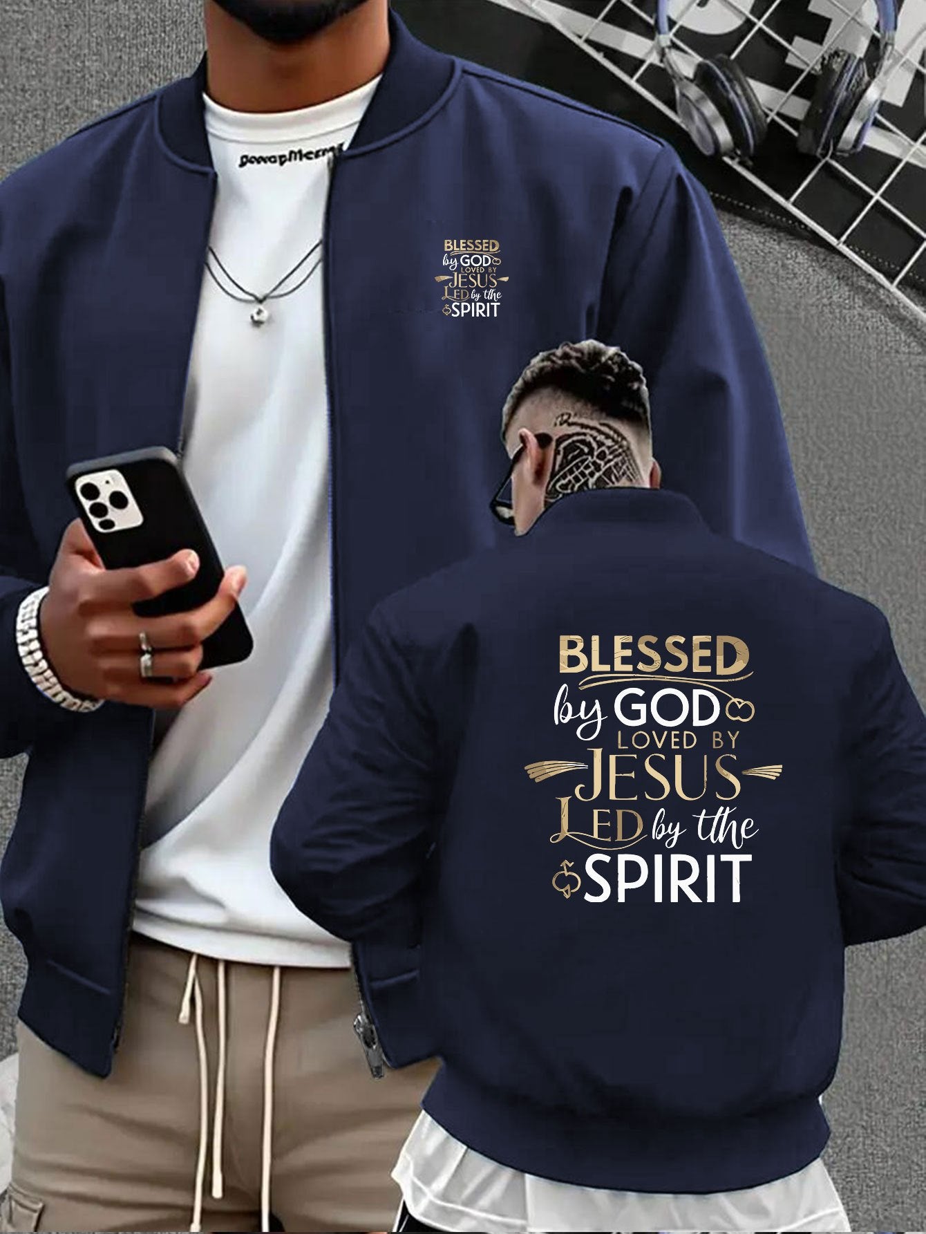 Men's Christian Graphic Varsity Jacket