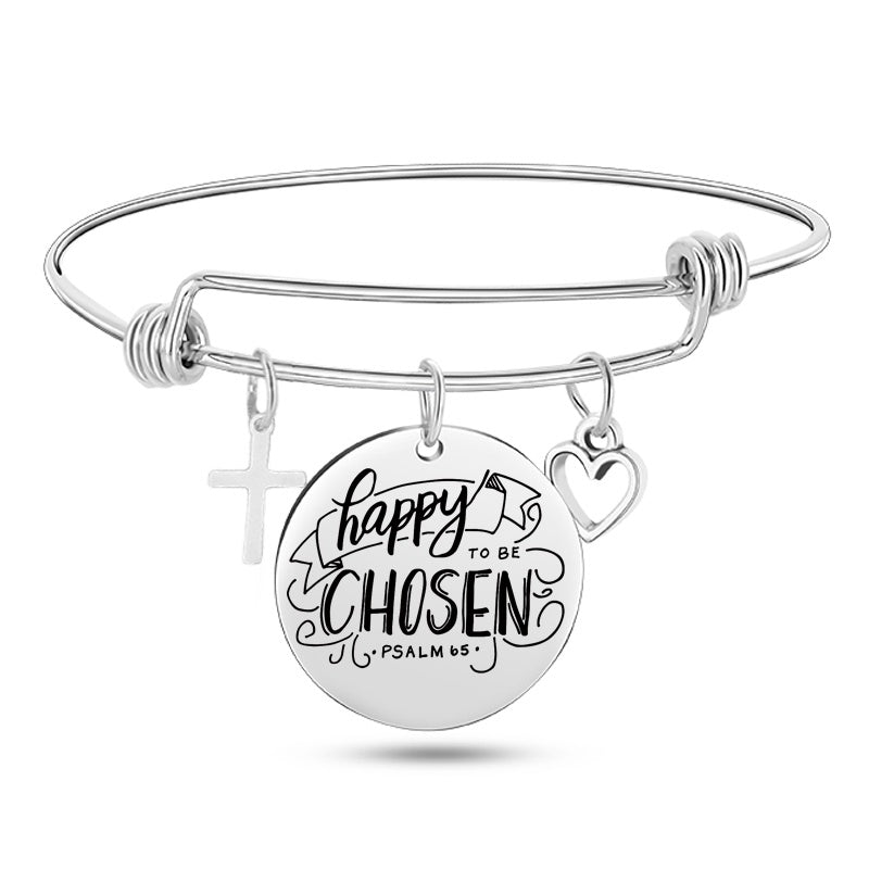 Lady's Bible Scripture Stainless Steel Bangle Bracelet