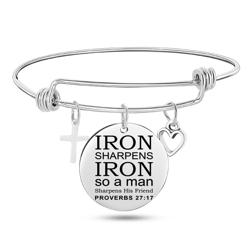 Lady's Bible Scripture Stainless Steel Bangle Bracelet
