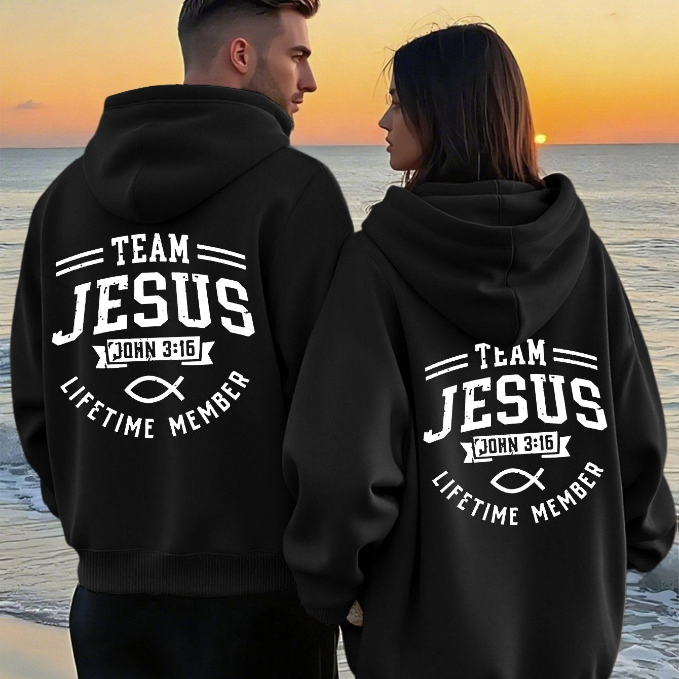 Matching Couple's Team Jesus Hoodie