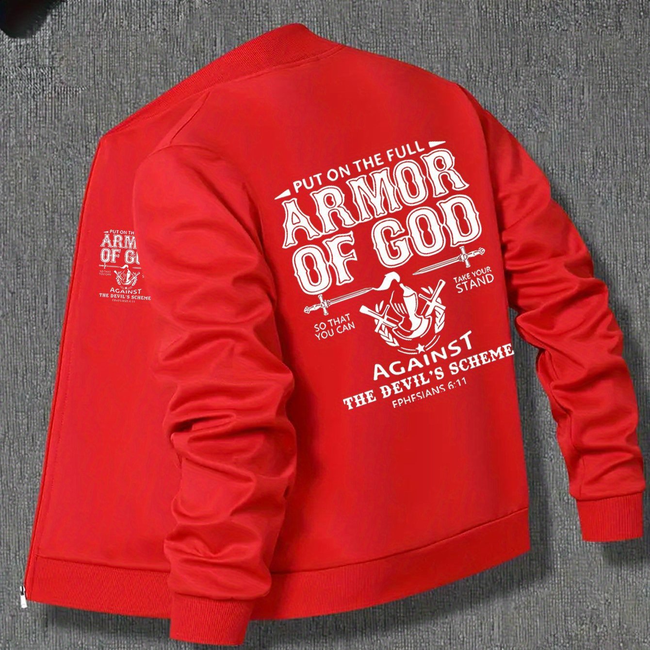 Men's Graphic Christian Full Armor of God Bomber Jacket