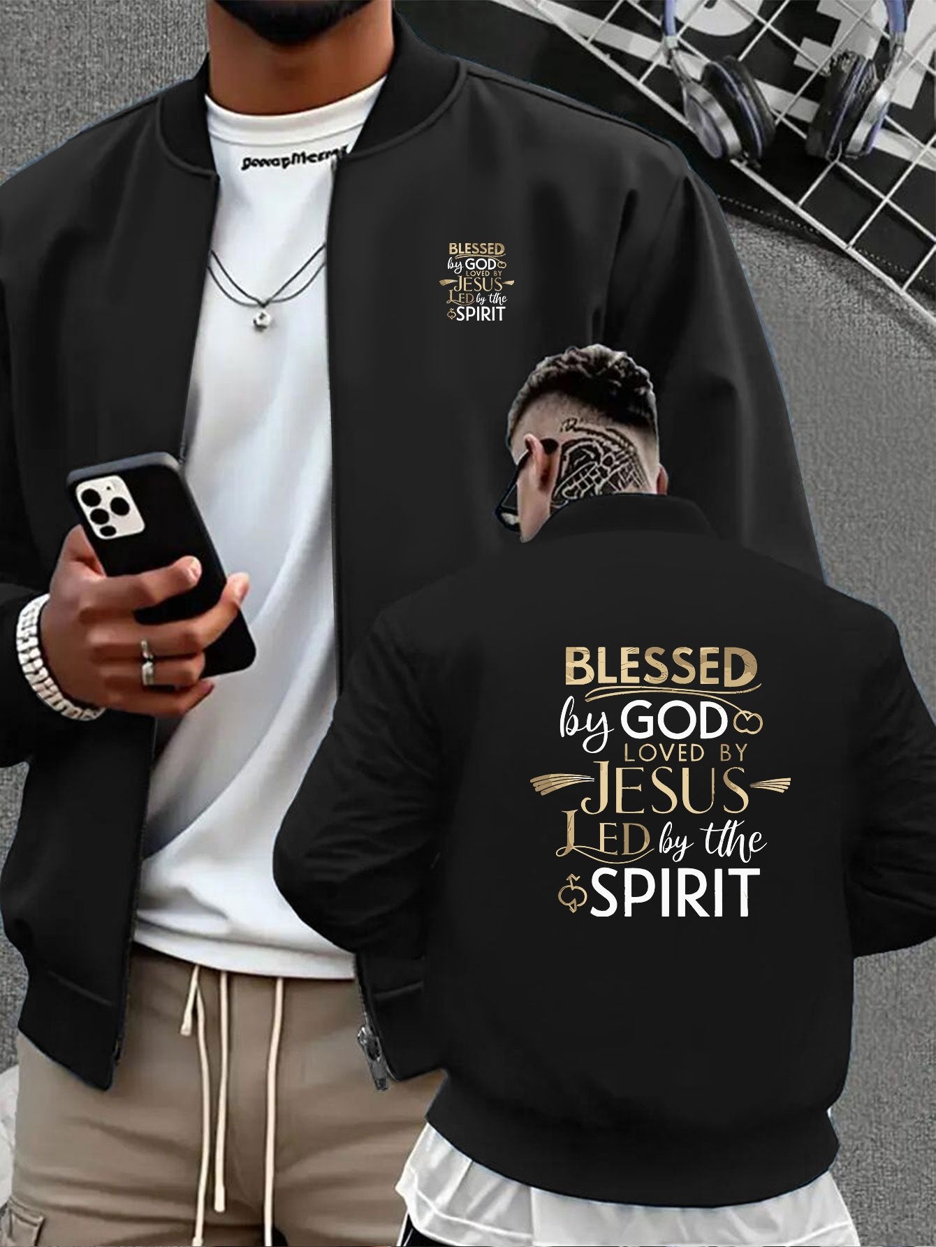 Men's Christian Graphic Varsity Jacket
