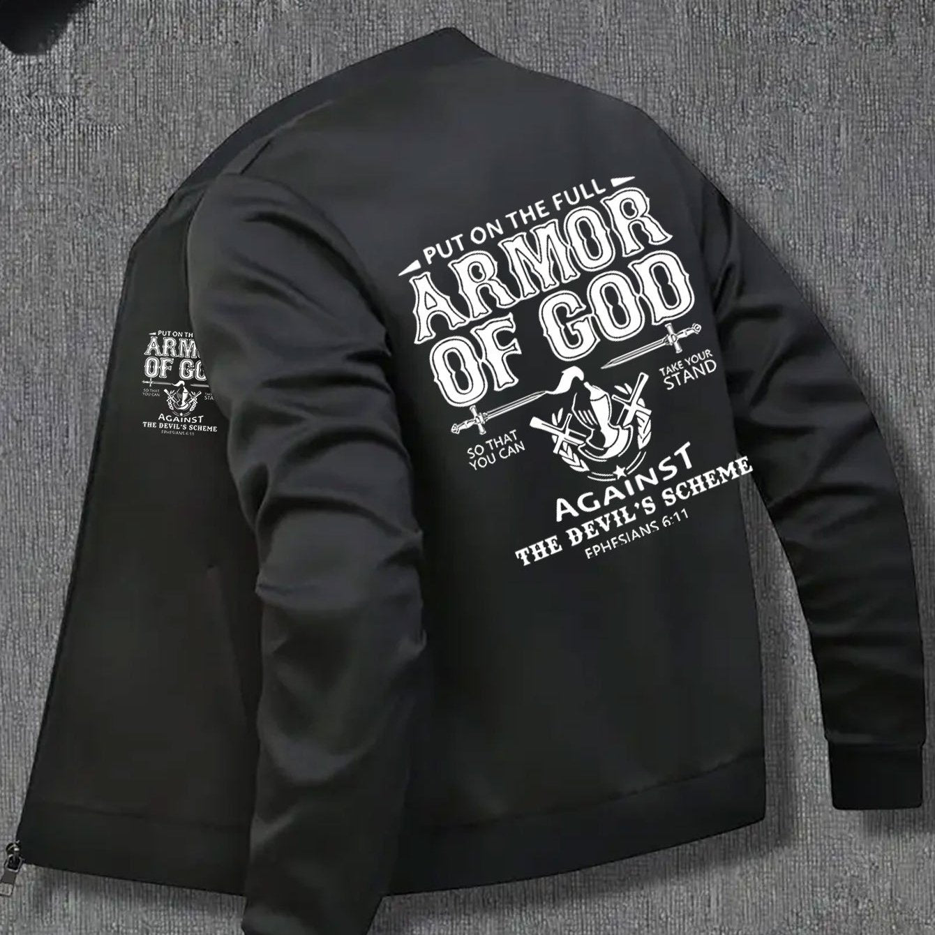 Men's Graphic Christian Full Armor of God Bomber Jacket