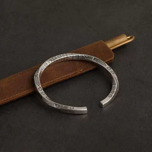 Twisted Metal Carved Hieroglyphics Bracelet 