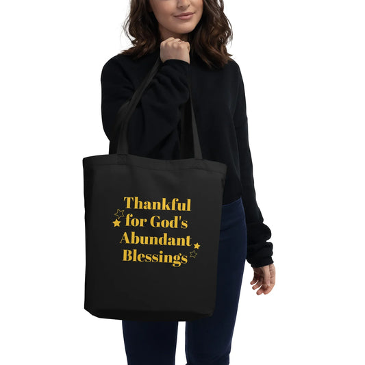 Black Thankful Tote Bag - God Cloth