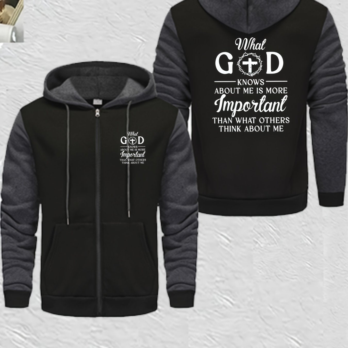 Men's Full-Zip Hooded Color Block Christian Jacket