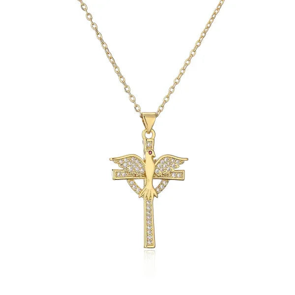 18K Gold Zircon Cross Necklaces - God Cloth
