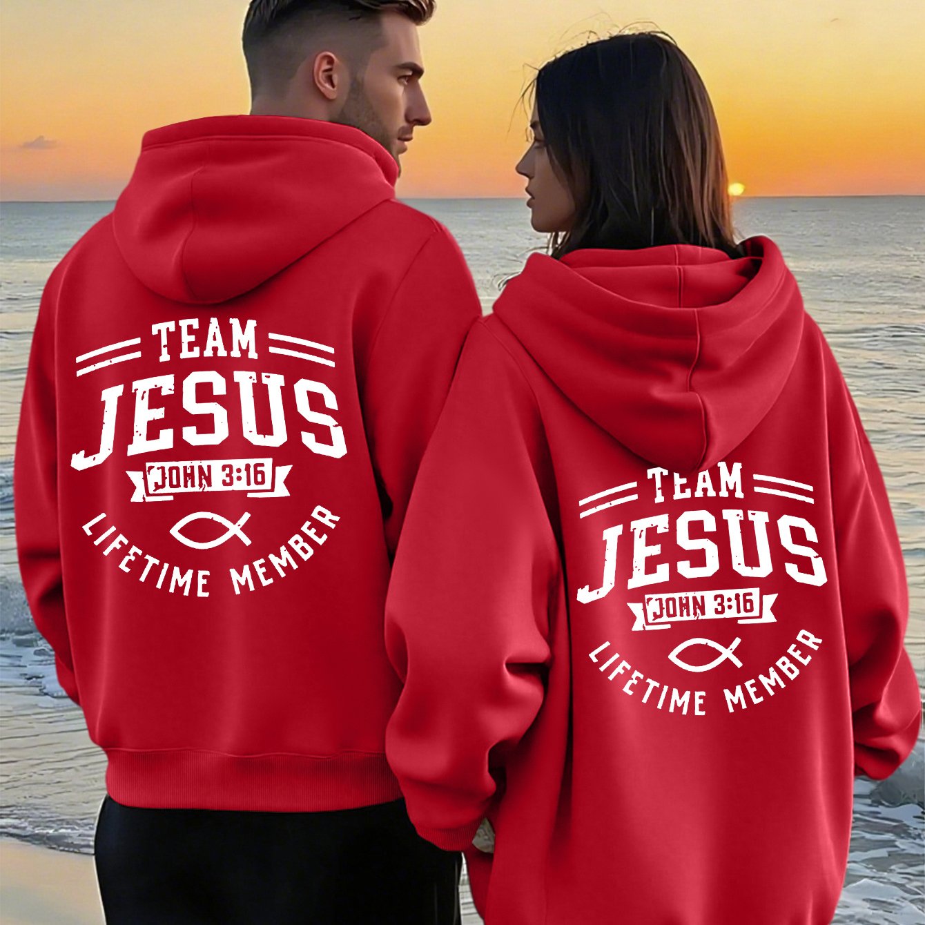 Matching Couple's Team Jesus Hoodie