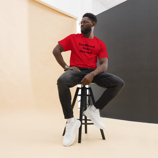 Red Too Blessed To Be Stressed Short Sleeve Unisex tee